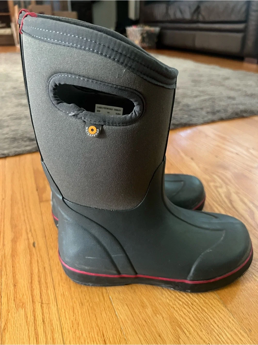 Bogs Kids Waterproof Black Rain & Snow Boots with Pink Accent